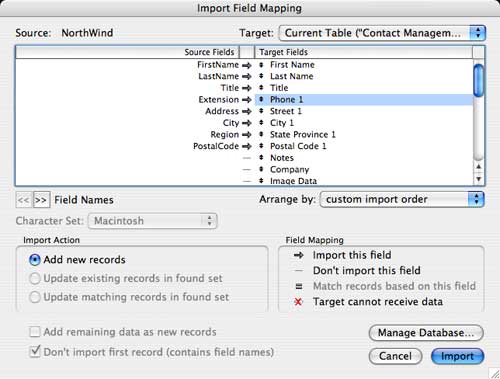 import field mapping